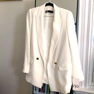 Zara white oversized blazer; size small
